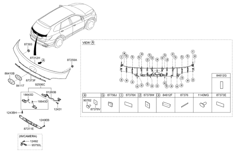 2019 Hyundai Santa Fe XL Pad-Back Panel Moulding Diagram for 87376-2W000