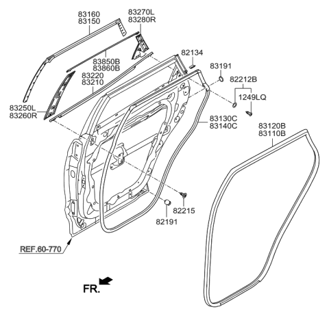 2019 Hyundai Santa Fe XL Rear Door Moulding Diagram