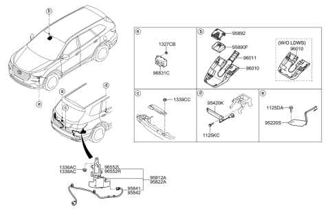 2019 Hyundai Santa Fe XL Unit-Lane Departure Warning System Diagram for 95890-2W503