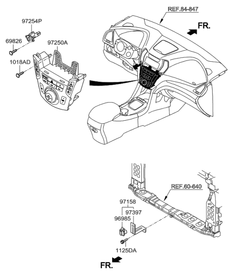 2001 Hyundai Santa Fe Heater Control Assembly Diagram for 97250-B8EF0-RNN