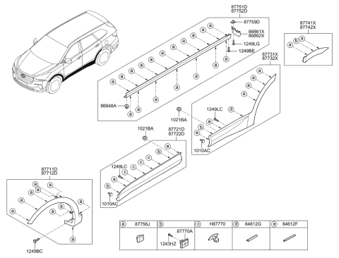 2001 Hyundai Santa Fe Clip-Side Garnish Mounting Diagram for 87756-2J000