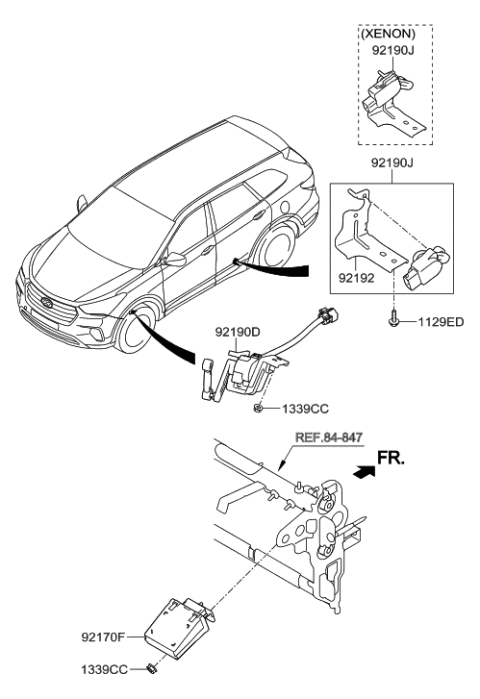 2019 Hyundai Santa Fe XL Unit Assembly-HEADLAMP Automatic LEVELLING Diagram for 92190-2W000