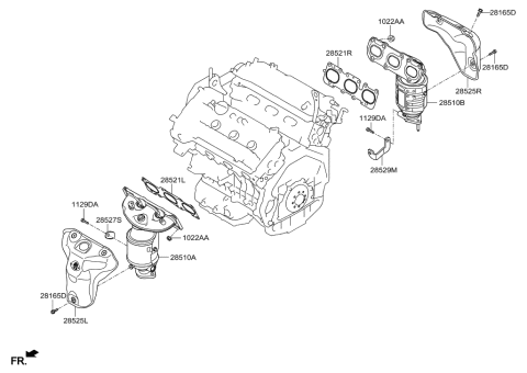 2019 Hyundai Santa Fe XL Exhaust Manifold Catalytic Assembly, Right Diagram for 28510-3CGV0