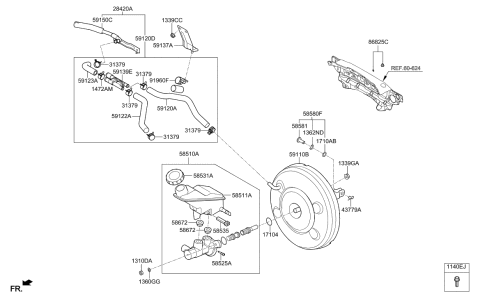 2018 Hyundai Santa Fe Brake Master Cylinder & Booster Diagram