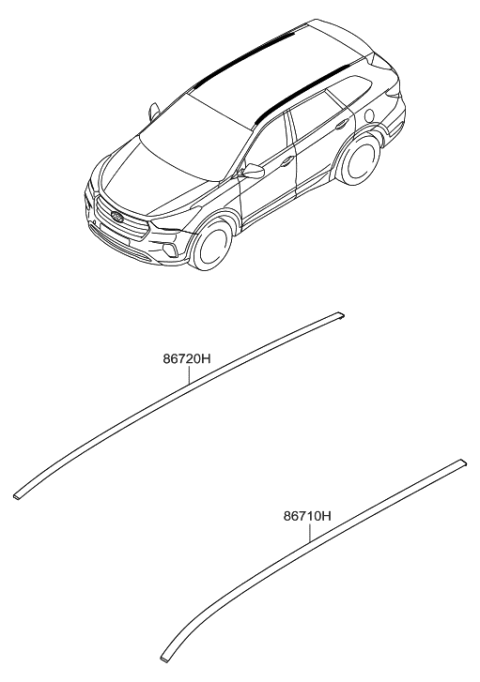 2019 Hyundai Santa Fe XL MOULDING-Roof Center,RH Diagram for 87240-B8000