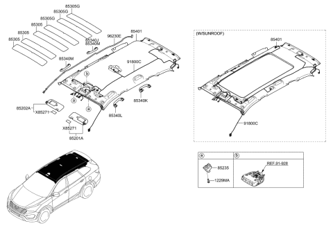 2001 Hyundai Santa Fe Sun Visor Assembly, Left Diagram for 85210-B8600-VYN