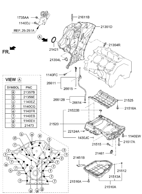 2016 Hyundai Santa Fe Belt Cover & Oil Pan Diagram