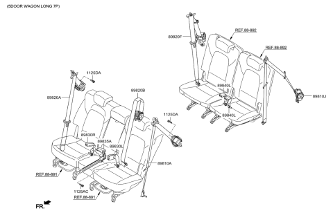 2016 Hyundai Santa Fe Buckle Assembly-Rear Seat Belt,Center Diagram for 89860-B8600-RYN