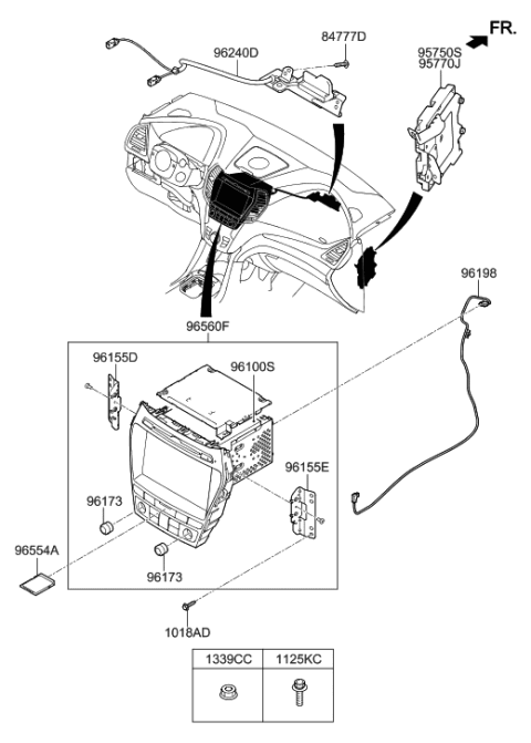 2016 Hyundai Sonata Wireless Antenna Assembly Diagram for 96240-4Z100