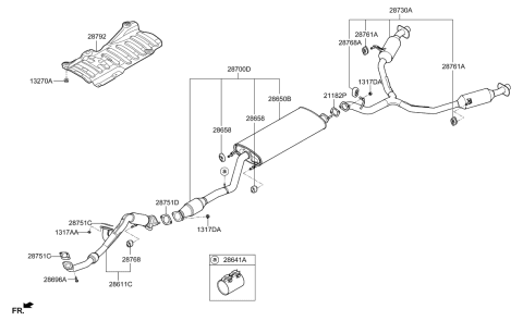 2015 Hyundai Sonata Rear Muffler Assembly Diagram for 28710-B8200