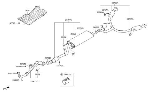 2016 Hyundai Santa Fe Rear Muffler Assembly Diagram for 28710-B8200
