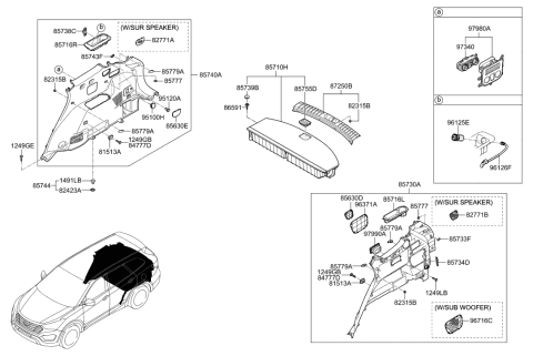 2019 Hyundai Santa Fe XL Blanking Cover-Sub Woofer Diagram for 85737-B8000-NBC