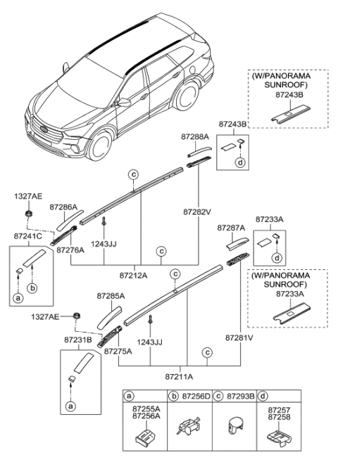 2016 Hyundai Santa Fe Roof Garnish & Rear Spoiler Diagram 2