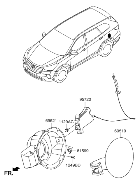 2019 Hyundai Santa Fe XL Fuel Filler Door Diagram