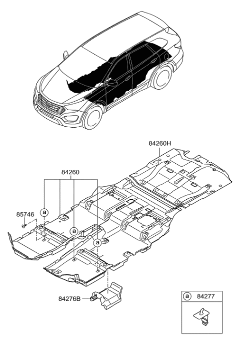 2016 Hyundai Santa Fe Carpet Assembly-Floor Diagram for 84260-B8560-RYN