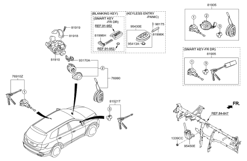 2016 Hyundai Sonata Key Sub Set-Steering Lock Diagram for 81900-2WR00