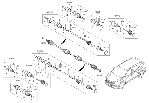 2018 Hyundai Santa Fe Drive Shaft (Rear) Diagram