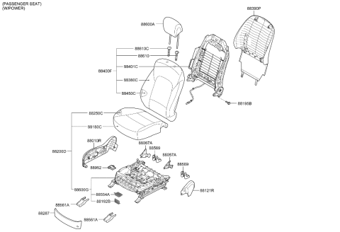 2019 Hyundai Santa Fe XL Front Seat Diagram 2