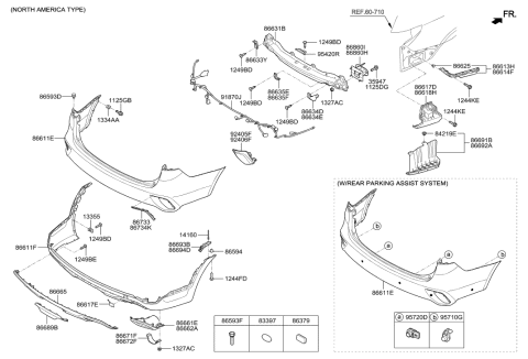 2019 Hyundai Santa Fe XL Skid Plate-Rear Bumper Diagram for 86665-B8500