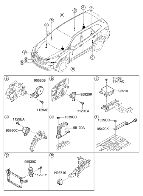 2018 Hyundai Santa Fe Module Assembly-Air Bag Control Diagram for 95910-B8880