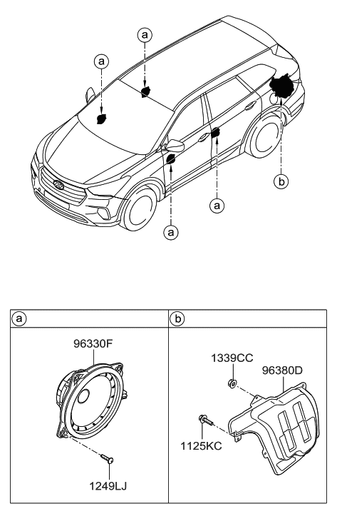 2019 Hyundai Santa Fe XL Blanking Cover-Sub Woofer Diagram for 96380-B8000