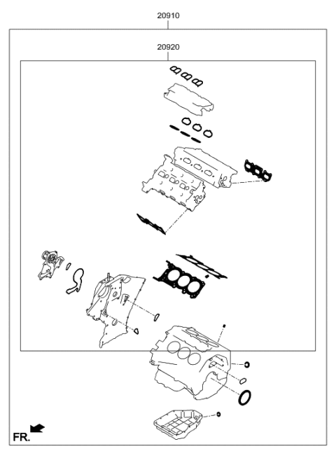 2019 Hyundai Santa Fe XL Engine Gasket Kit Diagram