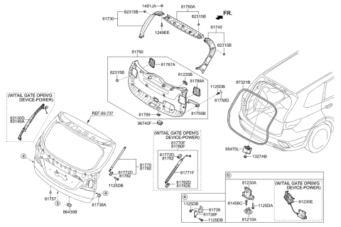 2019 Hyundai Santa Fe XL Cont Module Assembly-Power TAILGATE,LH Diagram for 95470-B8101