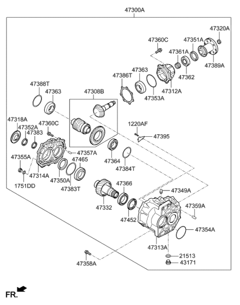 2017 Hyundai Sonata Transfer Assembly Diagram for 47300-3B511