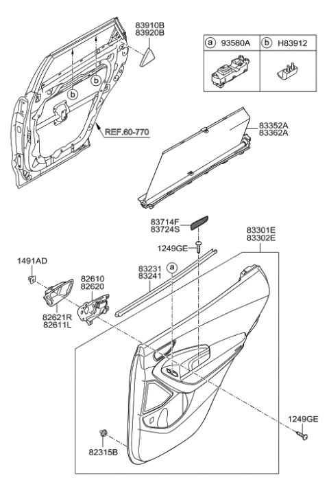 2016 Hyundai Santa Fe Cover Assembly-Rear Door Delta Inner,RH Diagram for 83920-B8000-4X