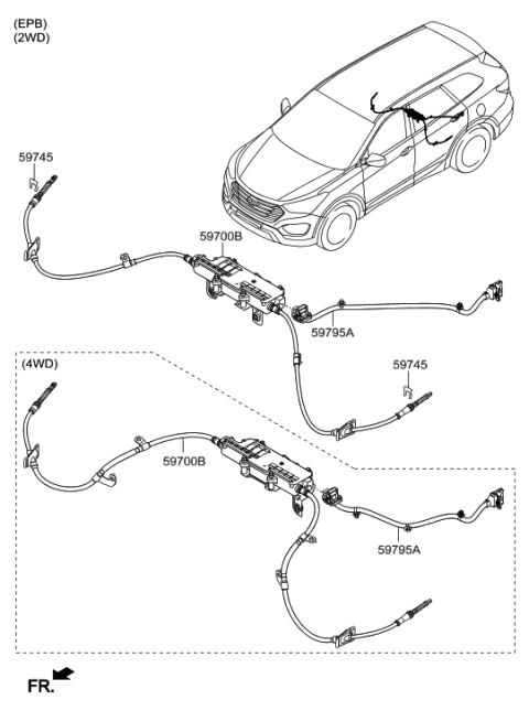 2018 Hyundai Santa Fe Parking Brake Assembly-Electronic Diagram for 59700-B8800
