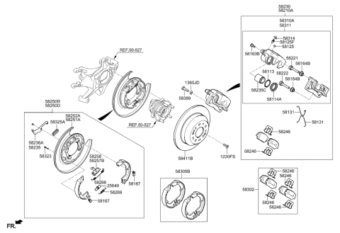 2017 Hyundai Santa Fe Shoe & Lining Kit-Rear Parking Brake Diagram for 58305-2WA00