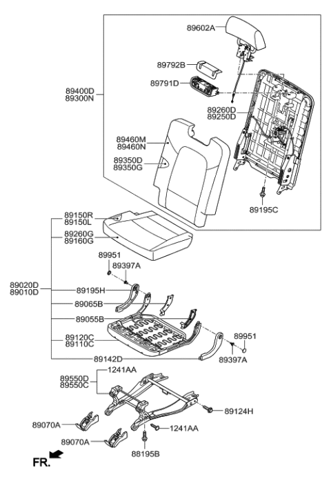 2016 Hyundai Santa Fe Back Assembly-3RD Seat RH Diagram for 89400-B8530-ZZL