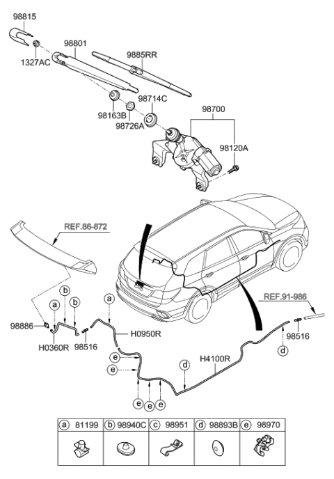 2018 Hyundai Santa Fe Rear Wiper & Washer Diagram