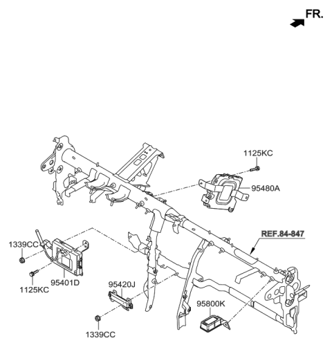 2001 Hyundai Santa Fe Brake Control Module And Receiver Unit Assembly Diagram for 95400-B8FS0