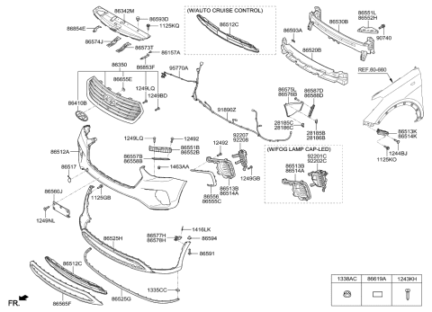 2016 Hyundai Santa Fe Front Bumper Diagram