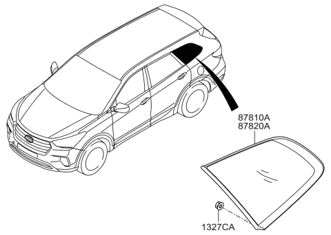 2019 Hyundai Santa Fe XL Glass & MOULDING Assembly-Quarter Diagram for 87820-B8010