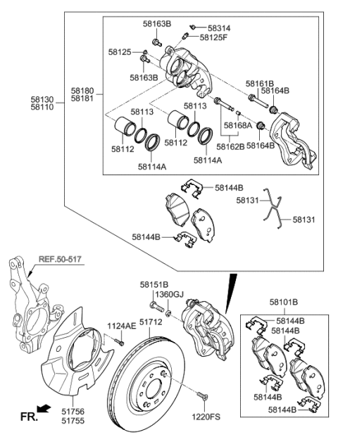 2017 Hyundai Santa Fe Spring-Pad Diagram for 58144-2W400