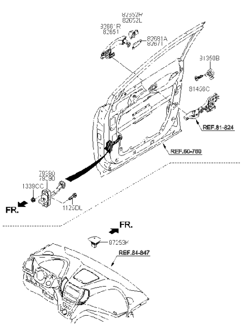 2018 Hyundai Santa Fe Front Door Locking Diagram