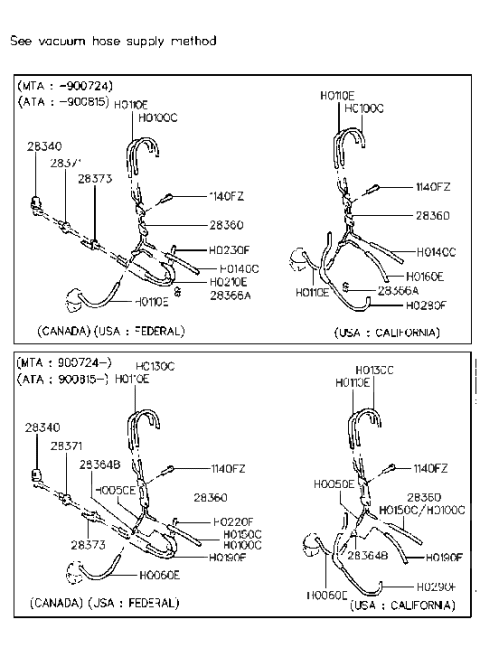 1991 Hyundai Scoupe Vacuum Hose Diagram 1