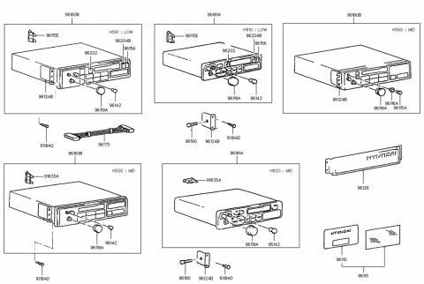 1992 Hyundai Scoupe Bracket-Radio Mounting,RH Diagram for 96182-23250