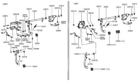 1990 Hyundai Scoupe Spring-Return Diagram for 32854-23080