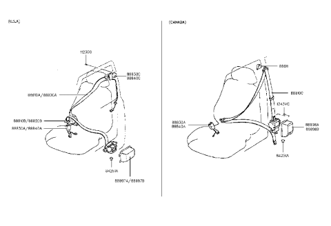 1990 Hyundai Scoupe Buckle Assembly-Front Passive Belt,LH Diagram for 88830-23500-MB