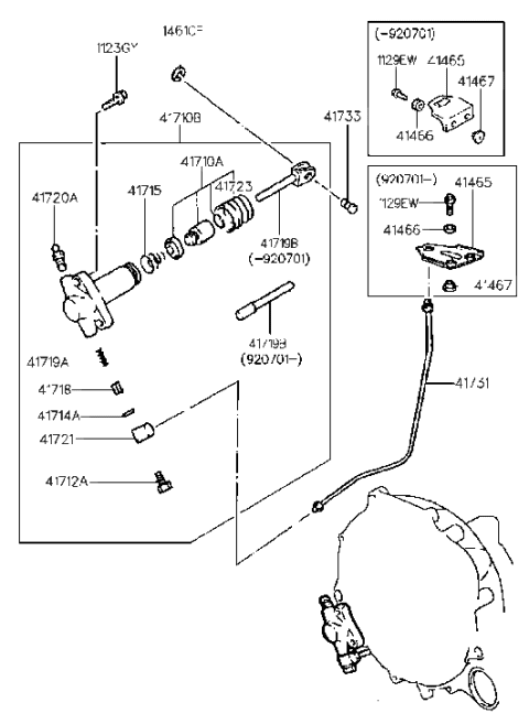 1991 Hyundai Scoupe Cylinder Kit-Clutch Release Diagram for 41710-24A00