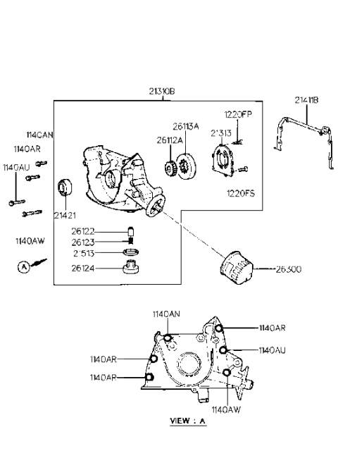 1991 Hyundai Scoupe Front Case (G4DJ) Diagram 2