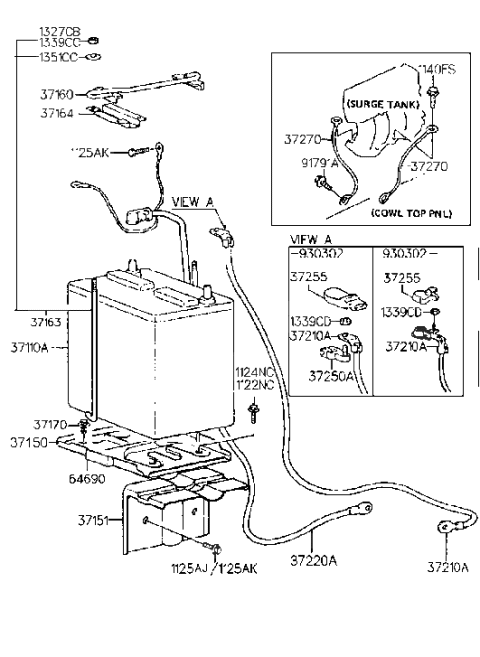 1993 Hyundai Scoupe Cable Assembly-Ground Diagram for 37270-24510