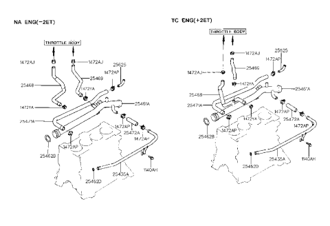 1991 Hyundai Scoupe Pipe Assembly-Coolant Bypass Diagram for 25435-22100