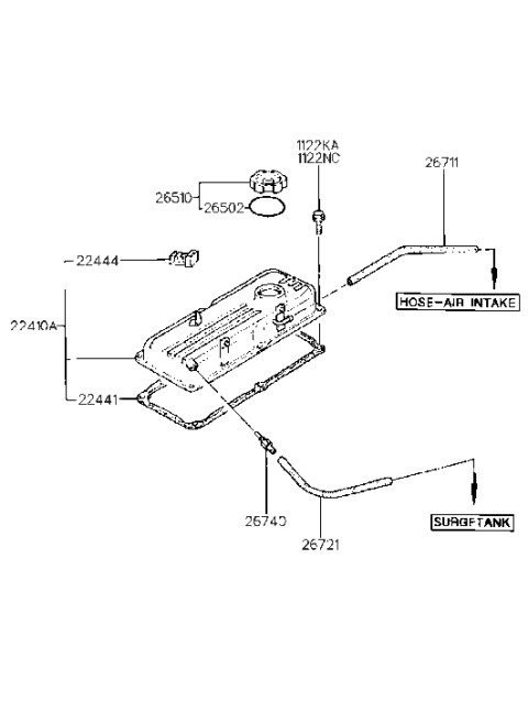 1992 Hyundai Scoupe Rocker Cover Diagram 1