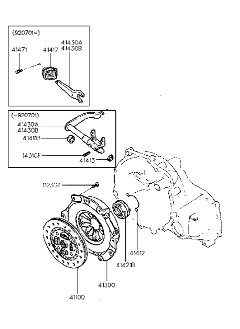 2002 Hyundai Santa Fe Fork Assembly-Release Diagram for 41430-34010