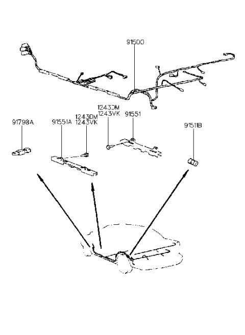 1993 Hyundai Scoupe Wiring Assembly-Floor Diagram for 91500-23522