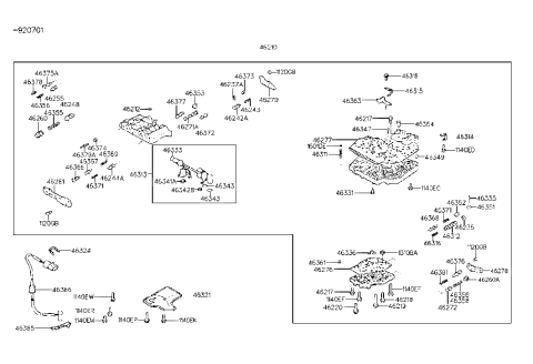 2003 Hyundai Santa Fe Body Assembly-Automatic Transmission Valve Diagram for 46210-22002